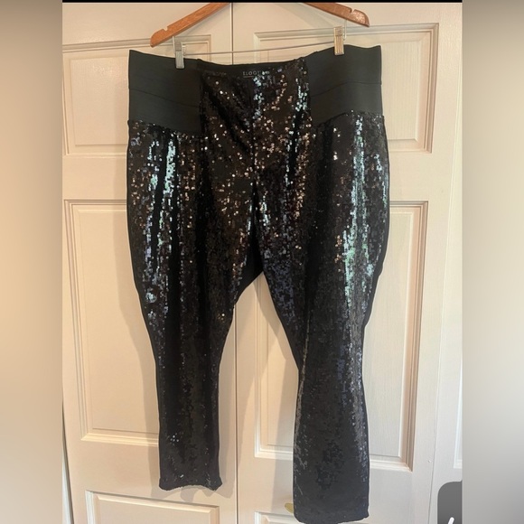 Eloquii Miracle Flawless Black Sequin Front Leggings - PLUS size 24 - Picture 3 of 7